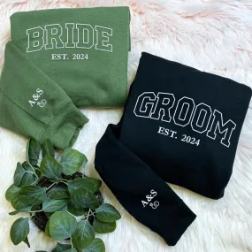 Embroidered Bride Sweatshirt, Bridal Custom Sweatshirts, Anniversary Crewnecks, Custom Design Vintage Design